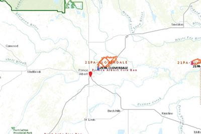 View SK Active Wildfire Map