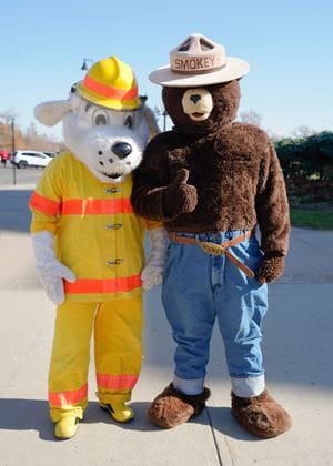 Sparky the Fire Dog and Smokey the Bear at Fire Prevention Week