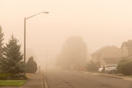 Smokey residential area from wildfires
